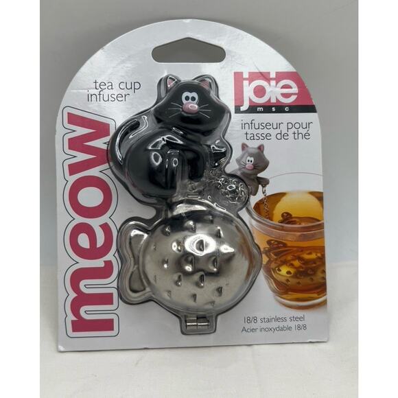 JOIE MEOW Tea Cup Infuser Stainless Steel 18/8 Strainer for Loose Tea Free Post - Picture 1 of 1